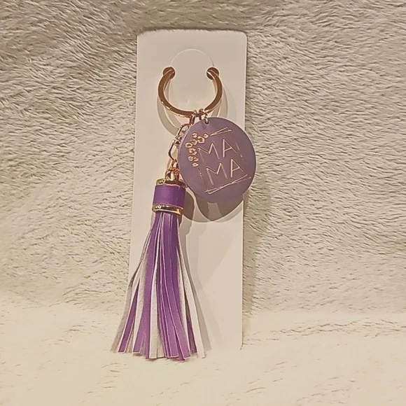 Personalized Purple “MAMA” Tassel Bag Charm & Keychain 💜✨ — “Lavender Love” - Picture 2 of 4
